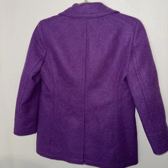 J Crew Womens‎ Stadium Cloth Majesty Peacoat Sz 0p Purple Wool Cashmere Coat - Picture 6 of 12
